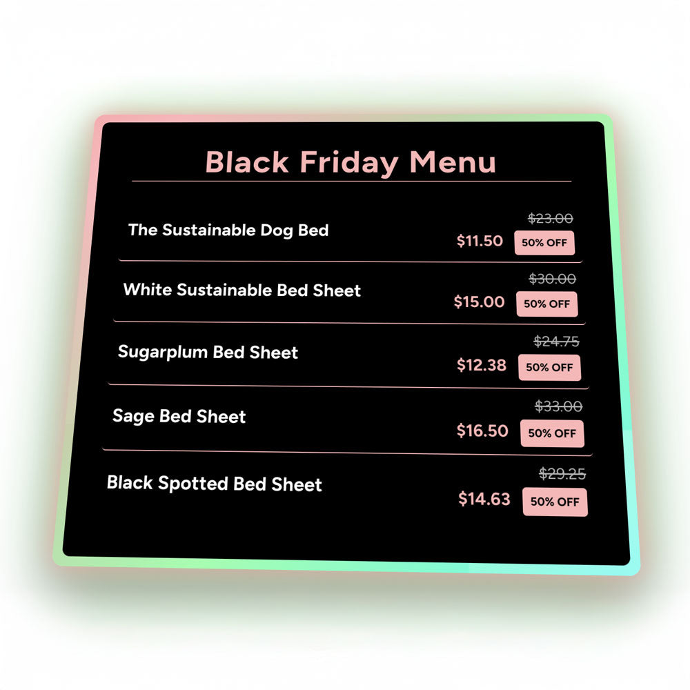 Discount code for Black Friday deals on replacemet sheets, dog bed covers, and water resistant dog bed options.