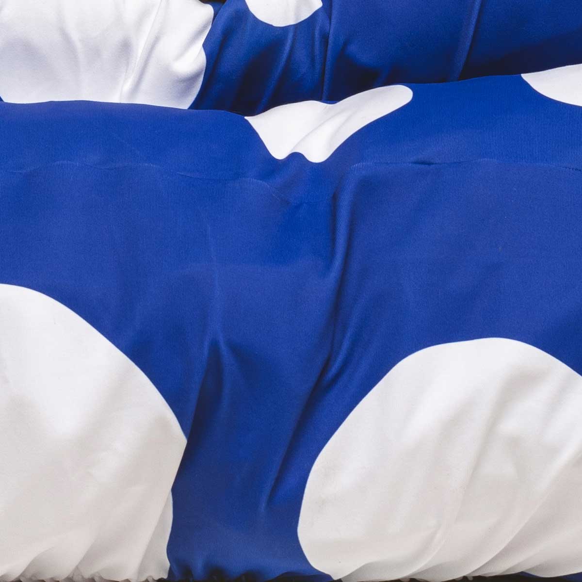 Blue spots machine washable, water resistant, fitted dog bed cover.